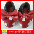 Red And White Polka Dots With Red Bow Baby Shoes - Size 0-6 Months moccasin kid shoes